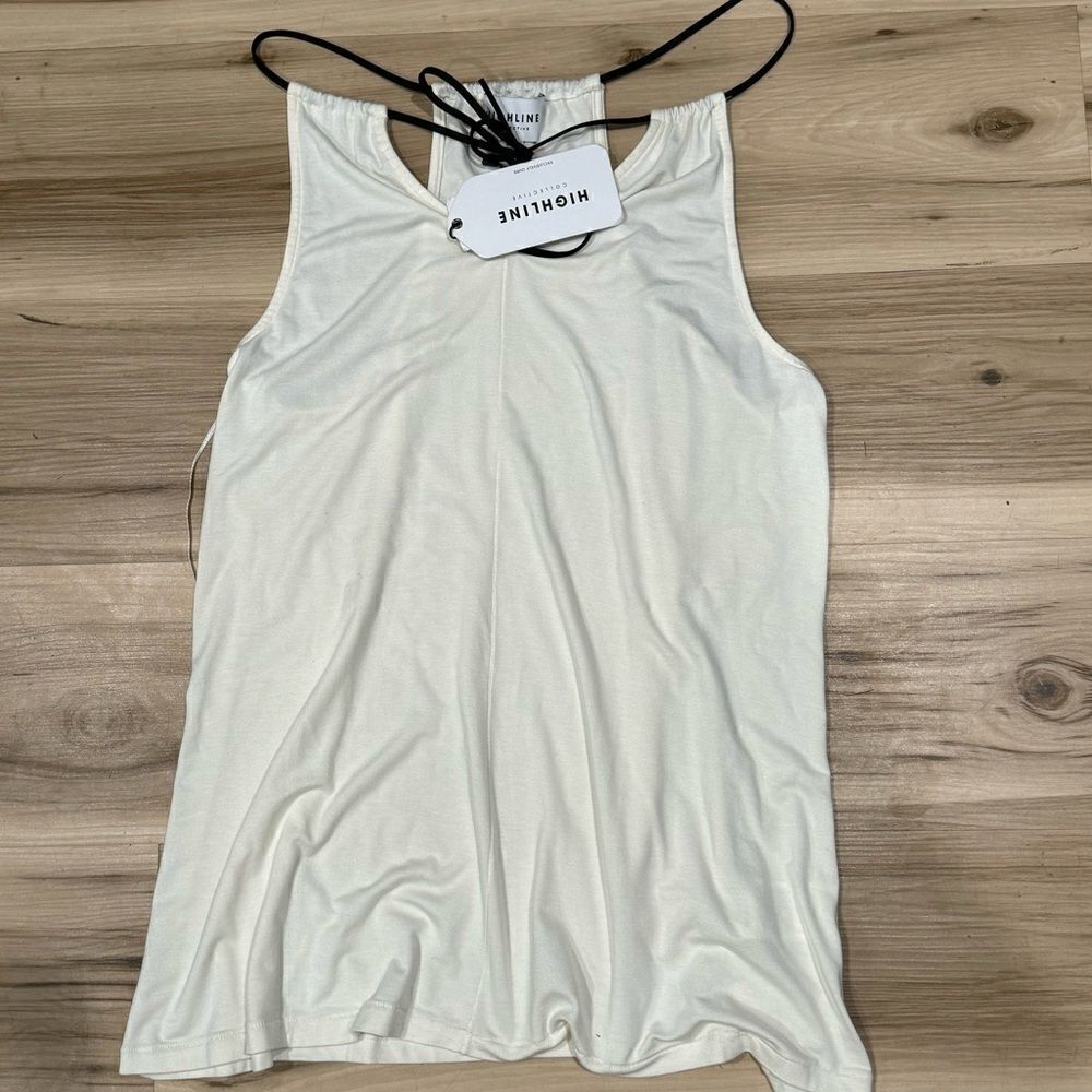 NEW Highline Collective Ivory Black Tie Tank Top Women’s Medium